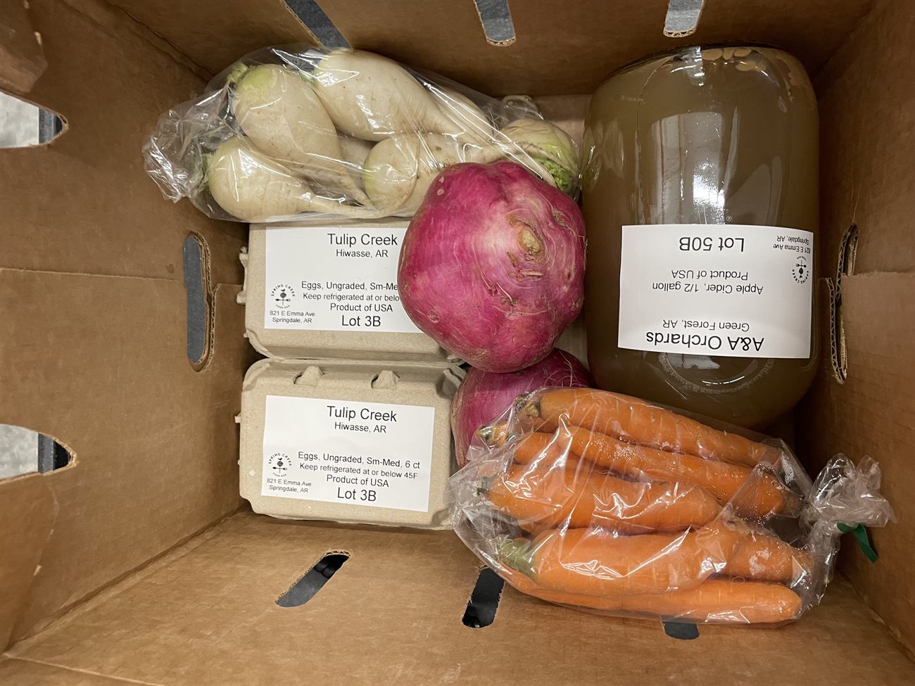 A farm subscription box full of fresh local produce